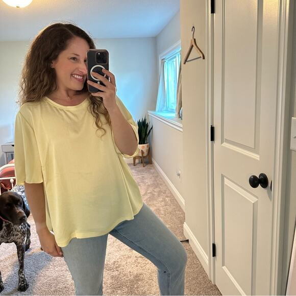 NWT MNG Yellow Satin Blouse 18 - Picture 2 of 7